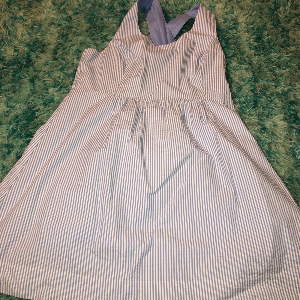 Seersucker cutout dress